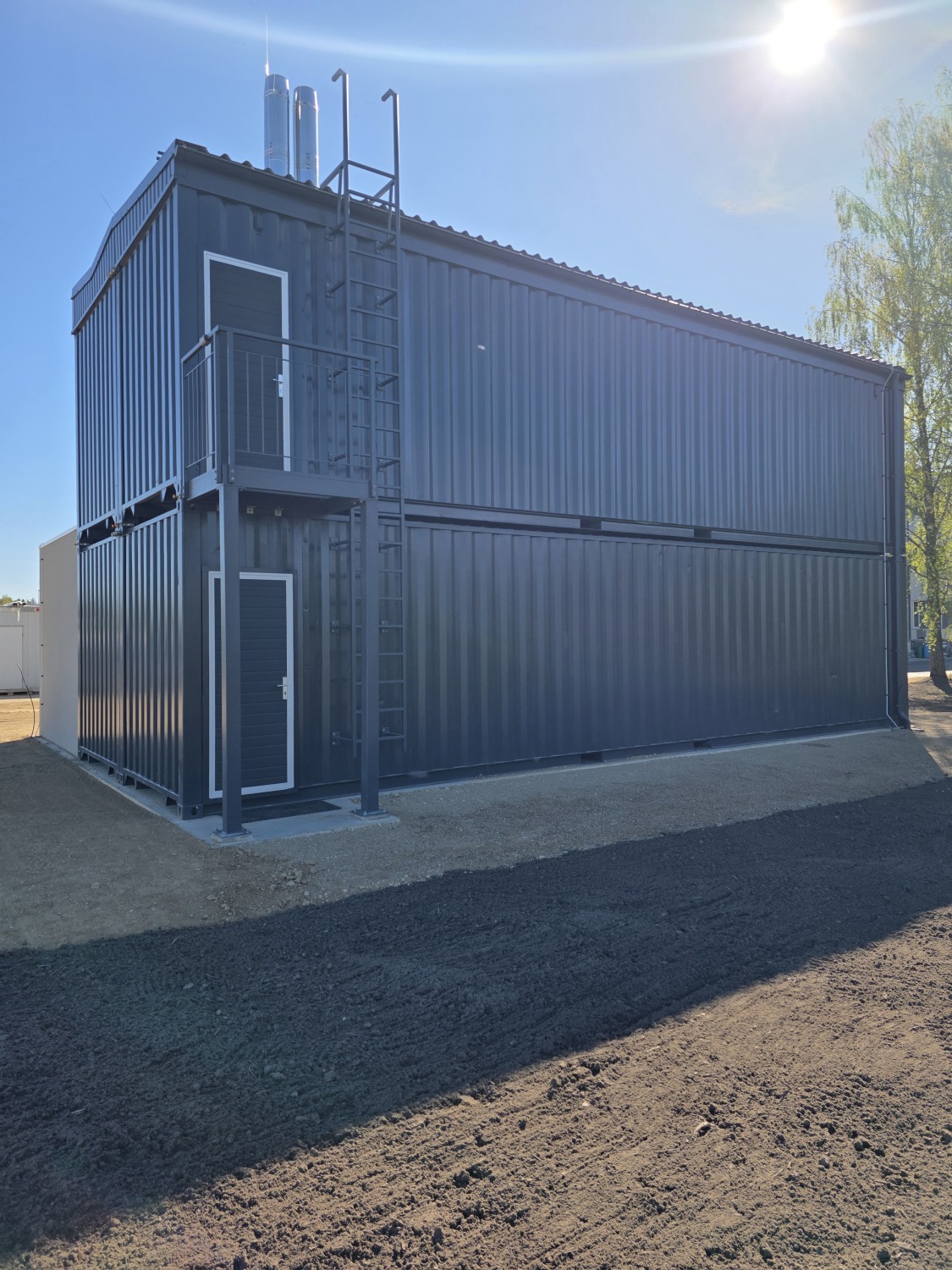 Steel exterior heating module installed outside